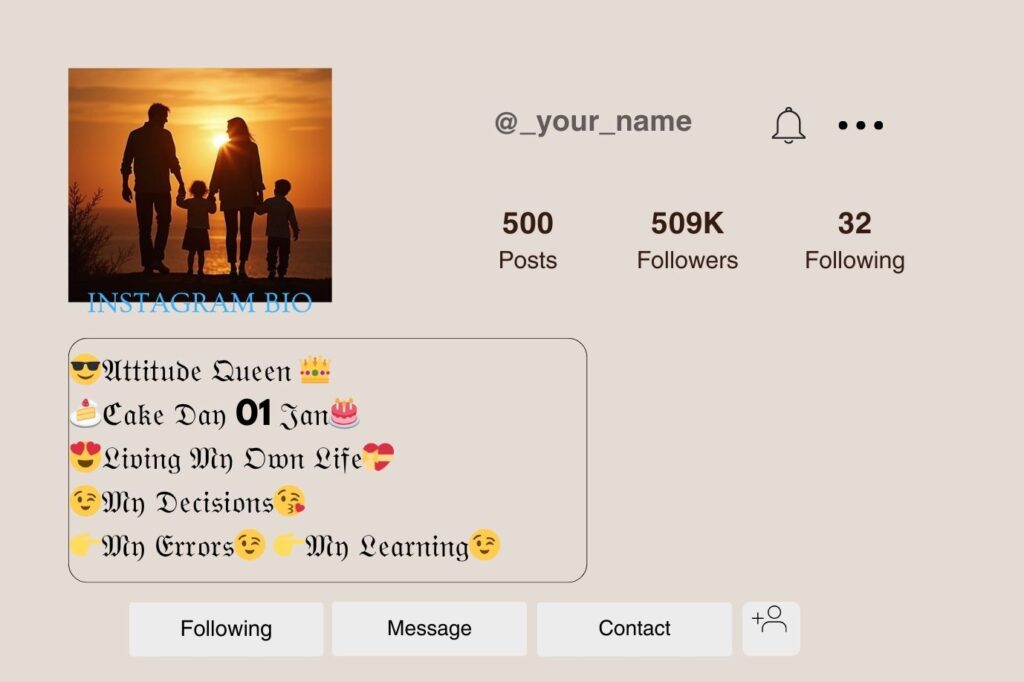Mom Dad Bio for Instagram Stylish Font