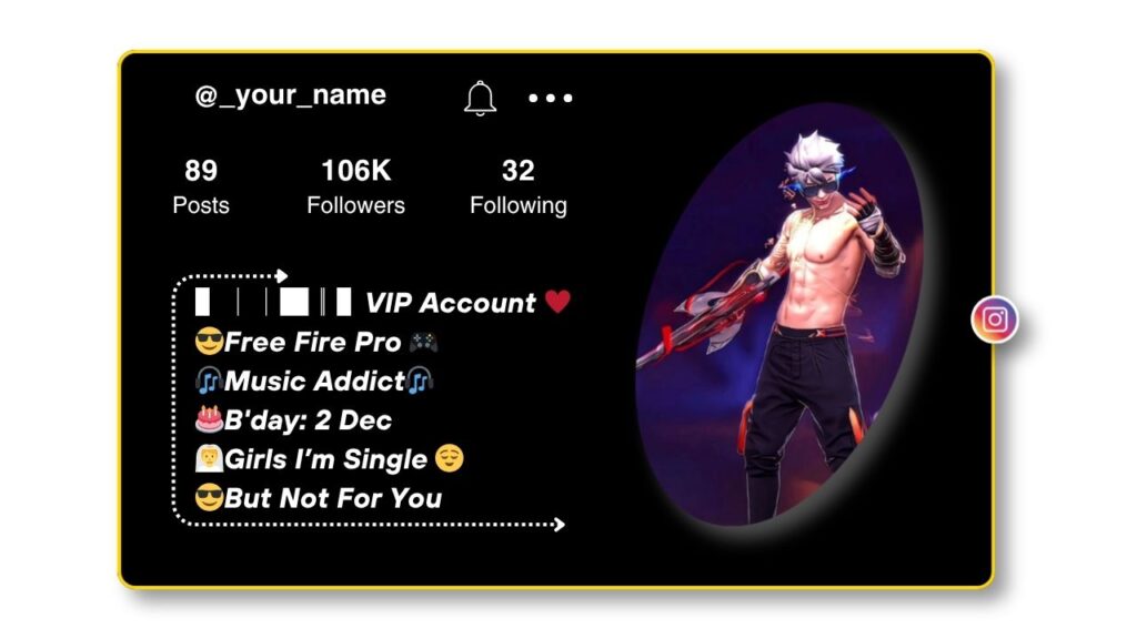 VIP Free Fire Bio for Instagram