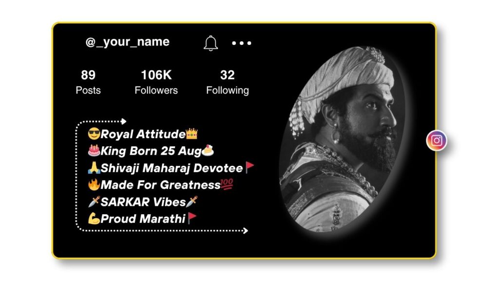 Shivaji Maharaj Bio for Instagram