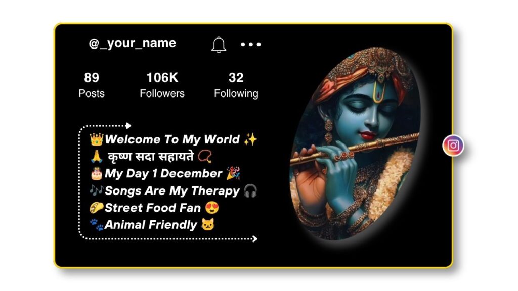 Krishna Sada Sahayate Bio for Instagram