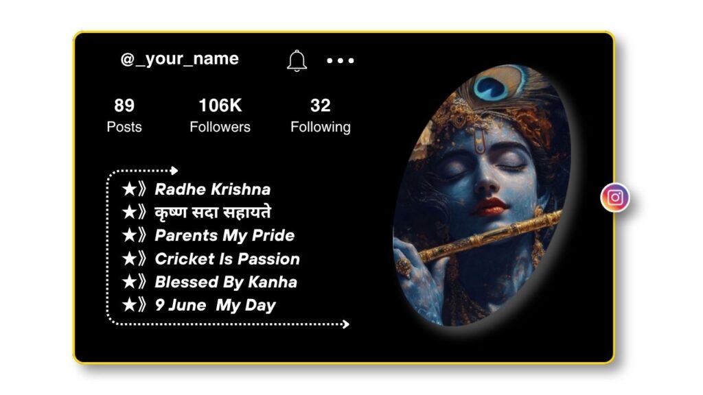 Krishna Sada Sahayate Bio for Instagram