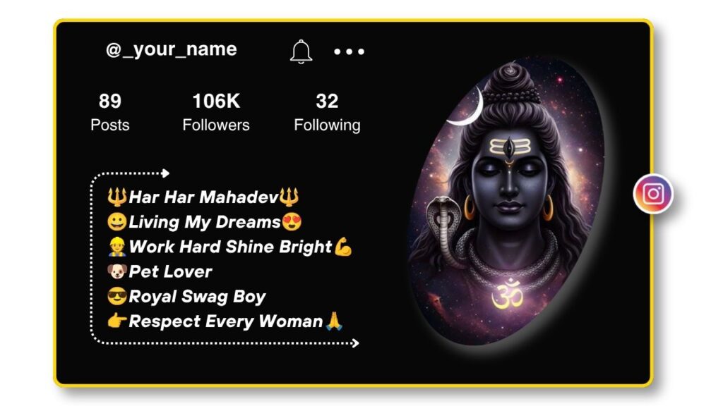 Royal Mahakal Bio for Instagram